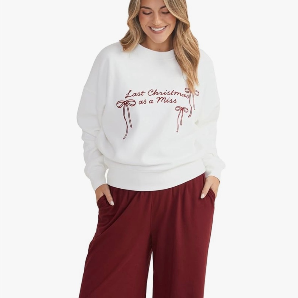 White Crewneck Sweater Last Christmas as a Miss